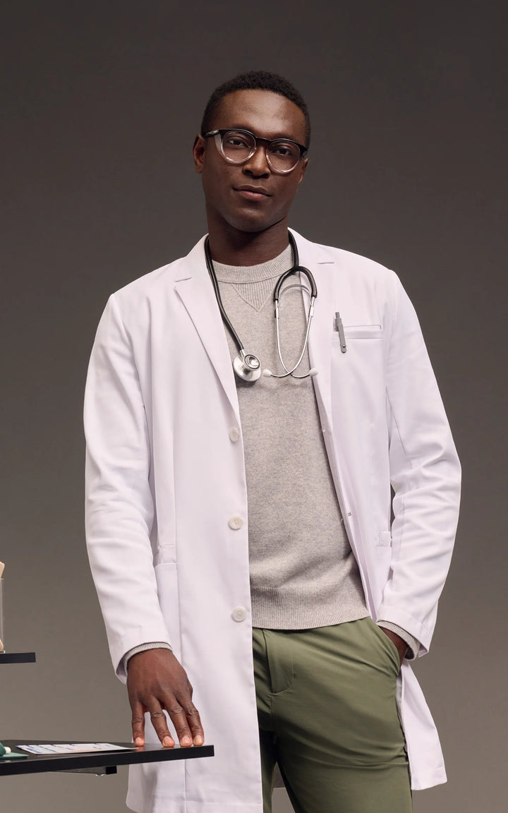 Male doctor wearing Stoggles in Black Fade